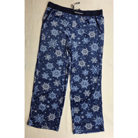 Nautica Women's Blue w Snowflakes Fleece 2 Piece Pajama Set. New. Size L - Picture 5 of 16